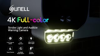 Kolorowa lampa stroboskopowa Sunell 4k i dźwiękowa kamera ostrzegawcza