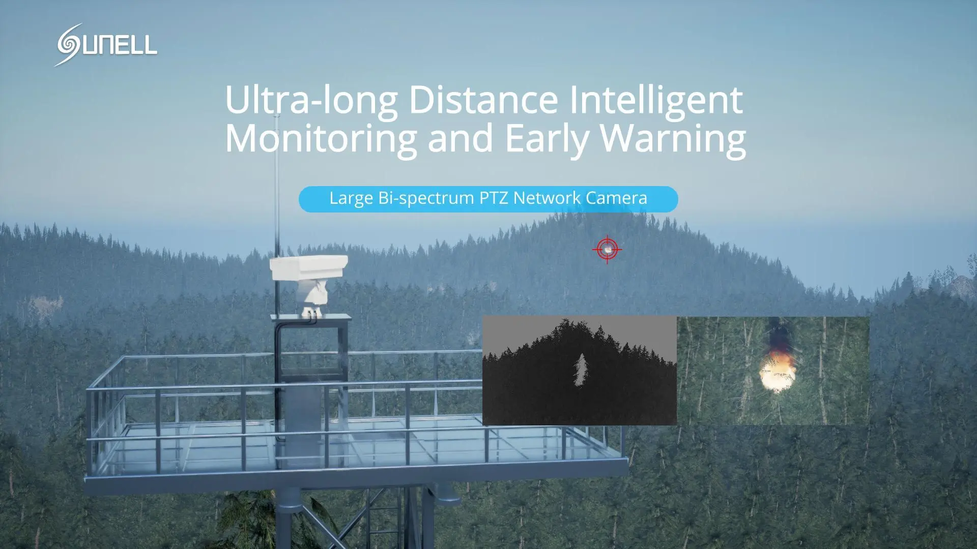 Duża kamera sieciowa PTZ Sunell z bi-spectrum
